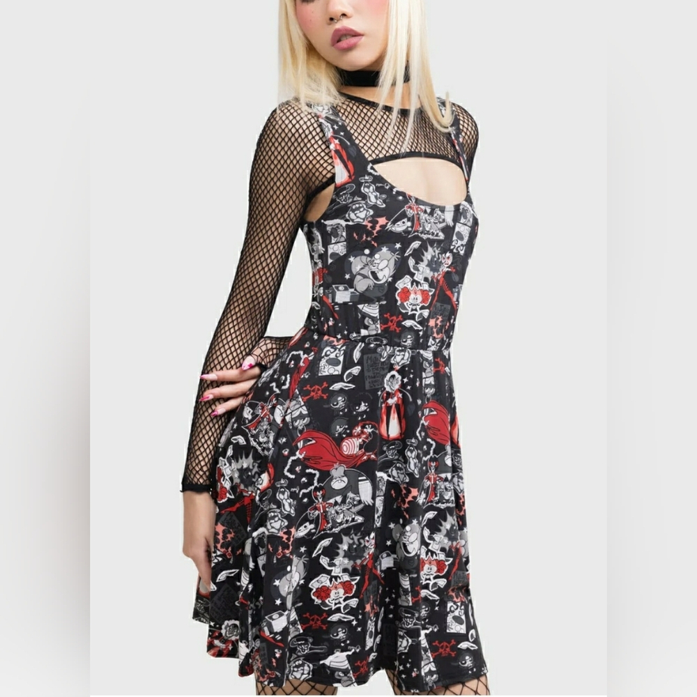 Killstar Black and Red Strapless Dress